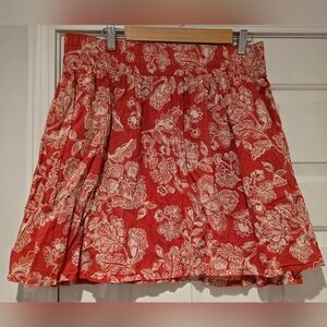 Old Navy red - orange & white floral skirt Women's sz Large Lined Skirt